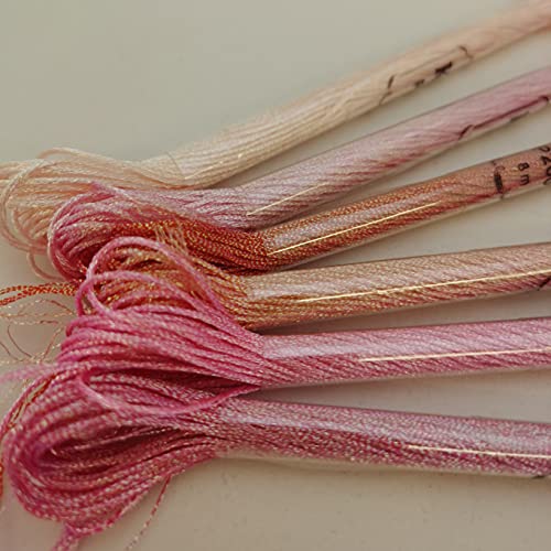KCS 6-Strand Cross Stitch Metallic Variegated Pearl Shiny Embroidery Floss (6 skeins, Solid Color 8) - color: Solid color 8