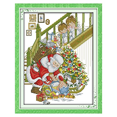 Howie's Needlepoint 14CT Pre-Printed Cross Stitch Kits,Embroidery Patterns Starter Kits,Needlepoint Kits - Happy Christmas - color: Happy Christmas