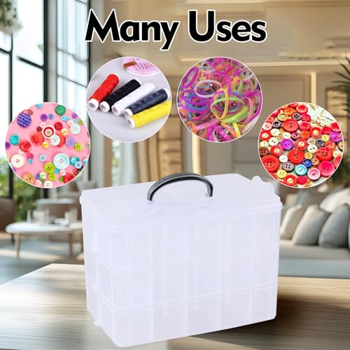 Plastic Storage Container Box with 30 Adjustable Compartments
