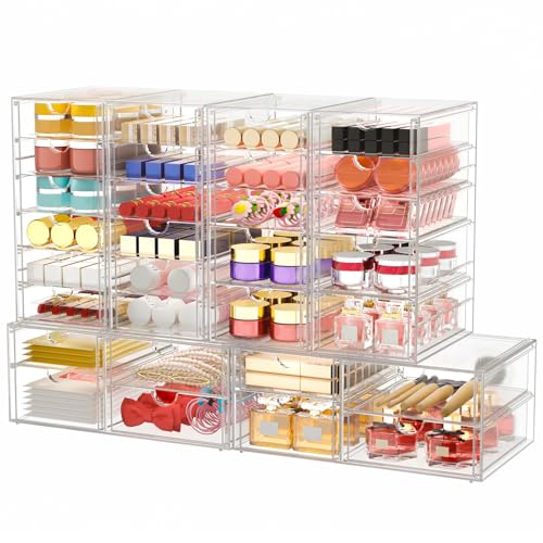 caktraie 30-Drawer Acrylic Storage & Makeup Organizer for Desk - size: 30 Drawers