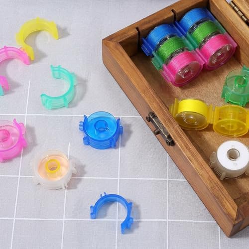 100 Pcs Sewing Bobbin Clips, Colorful Plastic Bobbin Holder Clamps Thread Clips Spool Organizers, Prevent Unwinding Thread Tails for DIY Craft Embroidery Sewing Machine Accessories