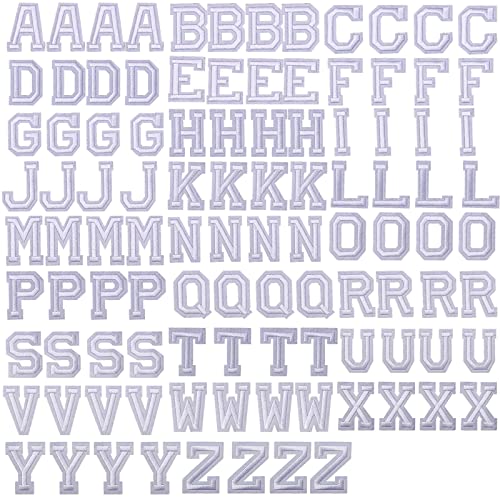 J.CARP 104Pcs White Alphabet A to Z Patches, Iron on Sew on Letters for Clothing, Hats, Shoes, Backpacks, Handbags, Jeans, Jackets etc. - color: 104pcs, White