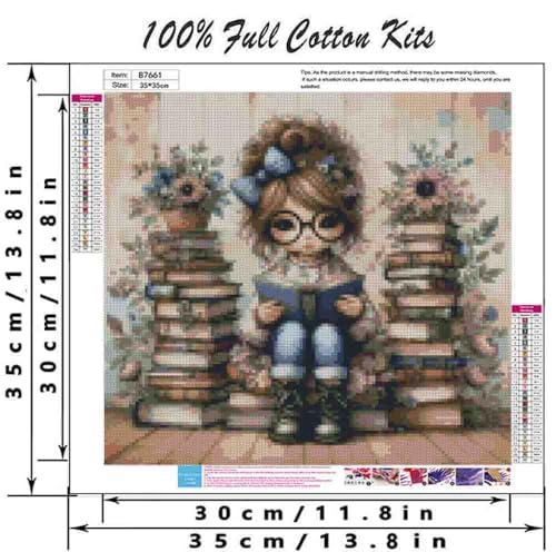 DYAIANGMU Girl Stamped Cross Stitch Kit for Adults 13.7x13.7 inches - color: red-83