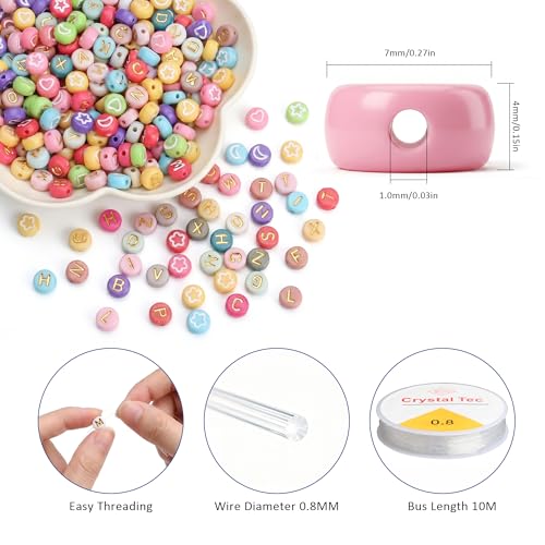 1500PCS Letter Beads, 4x7mm Alphabet Beads and Mixed-Style Beads - color: C+mixed