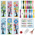 INFUNLY 6PCS/Set Tree Flowers Cross Stitch Bookmark Kit 2.99x8.54 Candy Color Handmade Cross Stitch Bookmarks DIY Embroidery Bookmarks for Readers with Instruction for Starter Adults Book Lovers - style: Tree Flowers