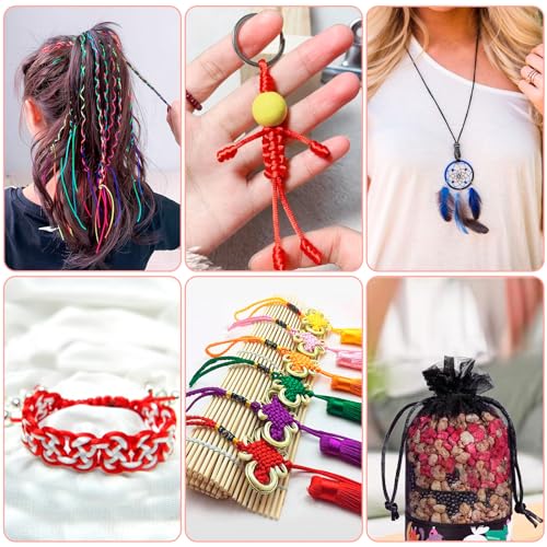 Elecrelive 2mm Rattail Silk Cord for Jewelry Making, Satin Nylon Trim Cord Red Black Silky Beading String 20 Yards Knitting Rope for Kumihimo Lanyards Jewelry Keychain Making - color: Red Black -2mm