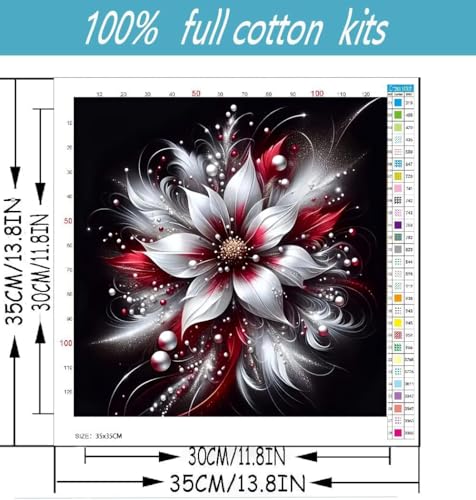 Flowers Cross Stitch Kits for Beginners Adults, Patterns Dimensions Needlepoint Art Crafts,Counted Cross Stitch Kits Embroidery Kits for Beginners Adults for Home Decor 13.8x13.8 inch - color: Cross Stitch-1014-4