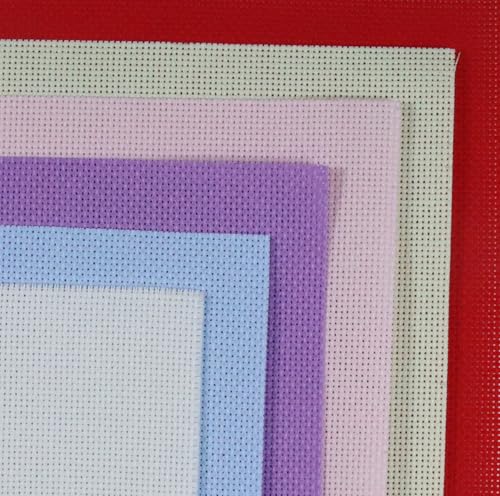 KCS 6 pc of 15" x 18" (38cmx45cm) Counted Cotton Aida Cloth Cross Stitch Fabric Rolled Box (18CT-E) - color: 18ct-e