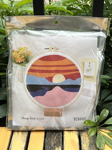 Meoe&heome Punch Needle Kit for Beginners, DIY Embroidery Set with 20+ Patterns(Mountain Dusk02) - color: Mountain Dusk02