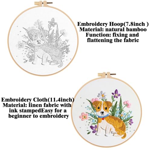 GLTAYLMY Dogs Embroidery Kit for Beginners with Pattern and Instructions,3 Pack Cross Stitch Kits,1 Plastic Embroidery Hoops,Threads and Needles,Needlepoint Kit for Adults - color: Dogs