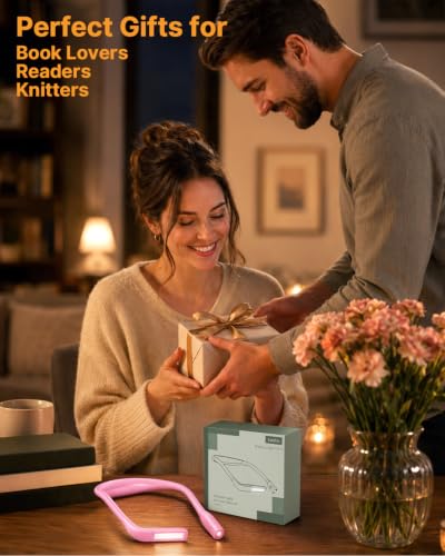 Neck Light with Storage Case, 3 Colors Dimmable Book Reading Light - color: Pink Light with Storage Case