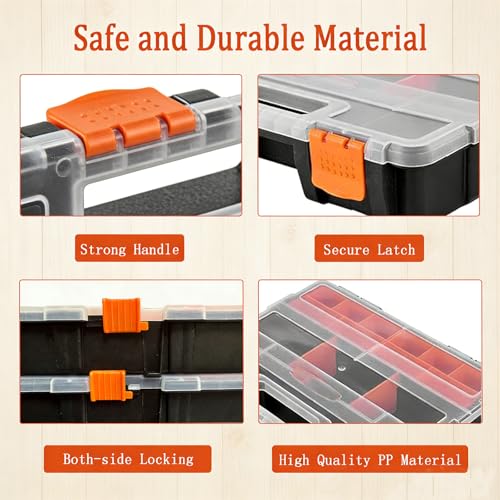 1-Pack Parts Tool Box Organizers,21-Compartments Organizer Box with Removable Dividers for Hardware, Screws, Bolts, Nails, Beads, Jewelry and Fishing Accessories,Stackable (1 pcs) - color: 1 pcs