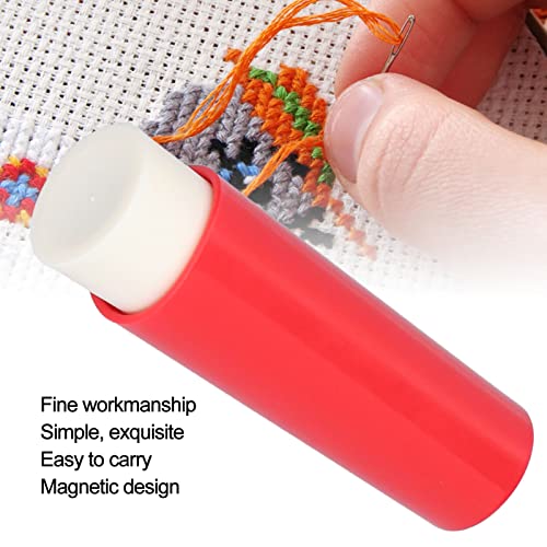 Sewing Needles Case, Plastic Red Lipstick Shape Decorative Storage Organizer, Rotating Magnetic Needle Holder Container for Sewing Needles