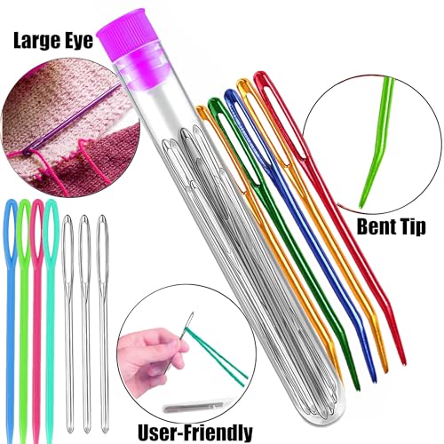 Yarn Needles Set 97 Pcs,Plastic Large-Eye Blunt Needles for Kids,Stainless Steel Yarn Knitting Needles,Crafting Knitting Weaving Stringing Needles,Sewing Needles with Threaders for Crocheting (97)