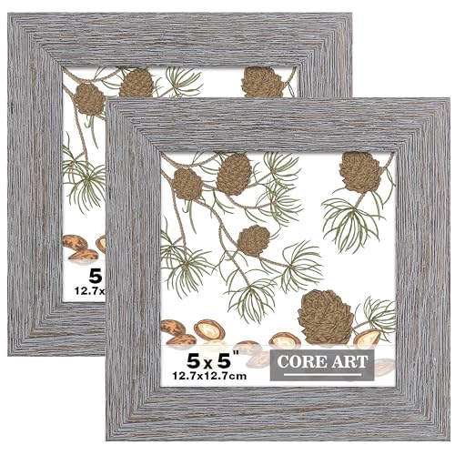 CORE ART 5x5 Picture Frame, Solid Wood Rustic Dark Gray, 2 Pack - color: Dark Grey, size: 5x5 - 2 pack