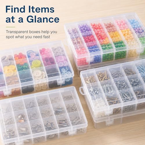 APACALI 6 Pack Plastic Organizer Box with Dividers, 18 Grids Clear Tackle Box Organizer, Adjustable Compartment Storage Boxes for Beads, Jewelry, Crafts, Fishing Lures, Screws and Small Parts - color: 18 Grids - 6PCS