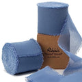 Ribbli Dusty Blue Chiffon Ribbon 2 Inch x 20 Yard Handmade Fringe Chiffon Silk Ribbon Dusty Blue Ribbon for Gifts Wrapping, Wedding Invitations, Bridal Bouquets, Flower Arrangement - color: Dusty Blue, size: 2 inches