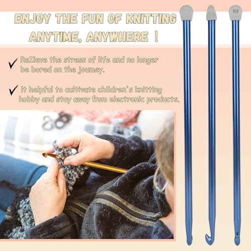 Coopay Tunisian Crochet Hook Set - Extra Long Crochet Hooks 9mm 10mm 11mm - color: Large Tunisian Crochet Hook Set