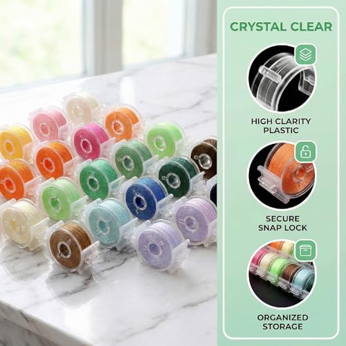 100pcs Small Sewing Bobbin Clips, Clear Plastic Bobbin Holder Thread Clamps, Thread Clips Sewing Holder Tools Organizer for Spools DIY Crafts Embroidery