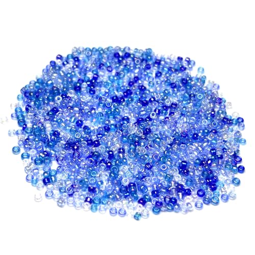 GLRXMX 2100Pcs Glass Beads 2mm Round Seed Beads for Jewelry Making - color: Cerulean
