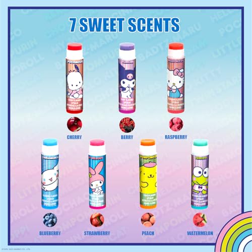 Hello Kitty Keychain Lip Balm Set, 7-Piece Plant-Based, Ages 3+ - color: Hello Kitty and Friends