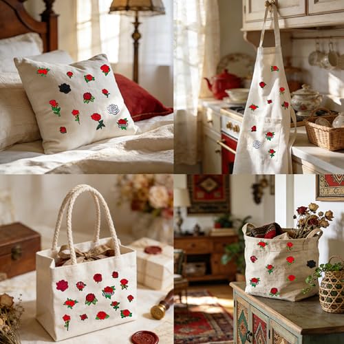 28 Pcs Rose Iron on Patches Flower Embroidery Applique Patches for Clothing - color: 28PCS Rose