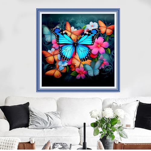 Funxvoot Stamped Cross Stitch Kits Beginners Full Range of Embroidery Kits for Adults 11CT Embroidery Patterns Needlepoint Kits Printed Cross Stitch Kits - (Flower Butterfly 18x18 inchs) - color: Cross Stitch Kits 05