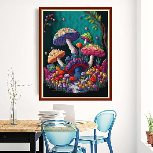 Redxing Stamped Cross Stitch Kits Embroidery kit for Beginners Adults Full Range of Embroidery Patterns Starter Kits DIY Printed Cross Stitch Kits Needlepoint Kits 11CT-Mushrooms 15.7x19.7 inch - color: Style 22
