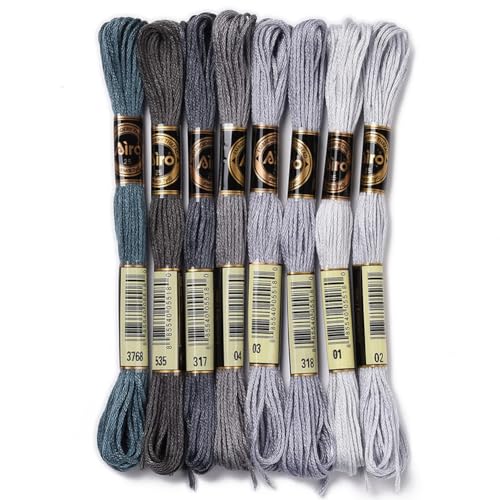 8 Skeins Grey Embroidery Cross Stitch Floss for Sewing Making - color: Grey, size: 70 Yards