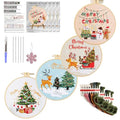Huacan Embroidery Kits for Adults Beginner 4 Pcs Stamped Christmas Tree Pattern Stitching DIY Sewing Kit 7.9 x 7.9 Inch - color: Christmas Tree 1