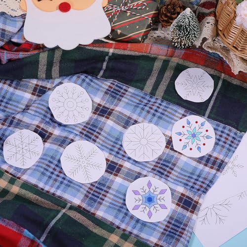 GLOBLELAND 4 Sheets Christmas Snowflake Water Soluble Embroidery Pattern - color: Christmas Snowflake