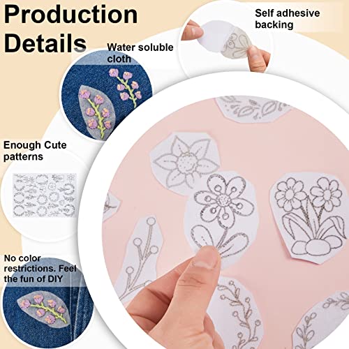 Lewtemi 50 Pcs Blossom Water Soluble Hand Sewing Stabilizers - color: Blossom