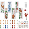 FREEBLOSS 6 Set Cross Stitch Bookmark Kit Cartoon Dinosaur Stamped Cross Stitch Kits for Beginners DIY Embroidery Bookmarks DIY Bookmark Kit for Adults Gift 6 * 20CM - style: Cartoon Dinosaur