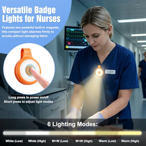 Rechargeable Nurse Lights Clip On for Night Shift, Badge Light - color: O-Orange