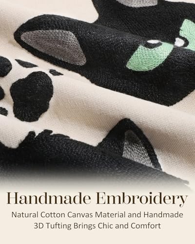 Embroidered Lumbar Pillow Cover 20x12 Inch, Cat Bone - color: Cat Bone, size: 20" x 12" (Pack of 1)