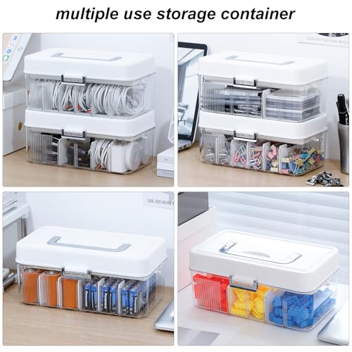 2 Pack Cable Storage Box for Desk Drawer, Plastic