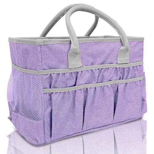 Cupohus Water-Resistant Art Organizer Tote Bag - Craft Storage Bag with Multiple Pockets and Handles for Artists, Kids, Students, and More – Lilac - color: Lilac