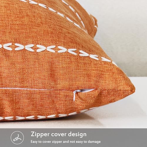 Orange Linen Striped Throw Pillow Covers 20x20 Set of 1 - color: Stripe Orange, size: 20" x 20" (Pack of 1)