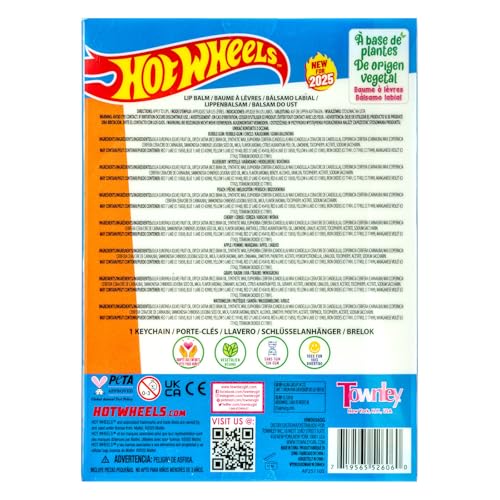 Hot Wheels Keychain Lip Balm Set, 7-Piece Plant-Based, Ages 3+ - color: Hot Wheels