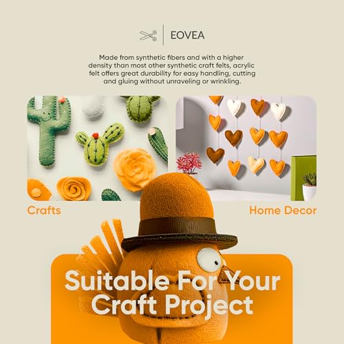 EOVEA - Acrylic Felt Fabric by The Yard - Soft and Durable 72" Wide & 1.6mm Thick Felt Sheets for DIY Crafts, Sewing, Upholstery, Cushion, Padding, Costumes(Antique Gold,1 Yard) - color: Antique Gold, size: 1 Yard