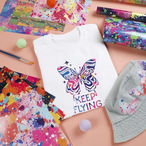 HTVRONT Splatter Heat Transfer Vinyl, 10 Sheets 12"x10" Paint Splatter HTV - color: Splatter HTV