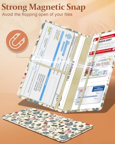 Slohif Car Registration and Insurance Holder with 2 Car Coasters, Elegant - color: Pink Blue Floral