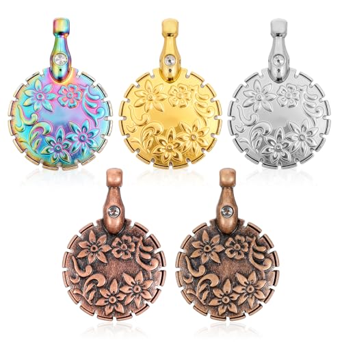 SynHHergyx Yarn Cutter Pendants 5 Pcs Vintage Thread Cutter Metal Yarn Cutter Thread Disconnector Round Yarn Cutter Pendant for DIY Sewing Tools Knitting Supplies (Gold, Silver, Copper, Dazzle Color)