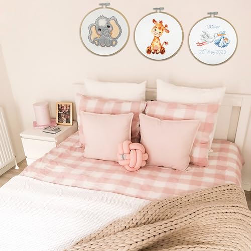 Trimits 3PK Cross Stitch Bundle – Counted Embroidery Kit, Beginner & All Level Starter Set, Complete with Instructions & Thread Children Wall Home DIY Décor –13x13cm– New Baby Boy & Girl Birth Sampler - style: New Baby Boy & Girl Birth Sampler