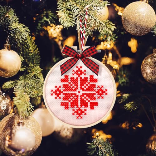 Beeveer 25Pcs Embroidery Hoops Christmas Craft, Red，Black,White, 2.2 Inch - color: Red, Black,White, size: 2.2 Inch