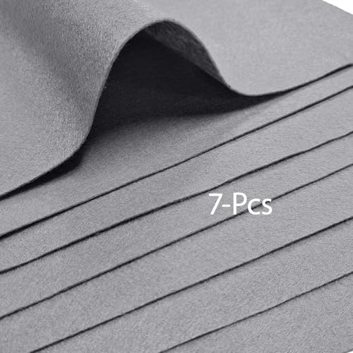 Jtnohx Soft Felt Sheets Color Felt Fabric for Sewing Grey 7Pcs 8"x12" 1mm - color: Grey