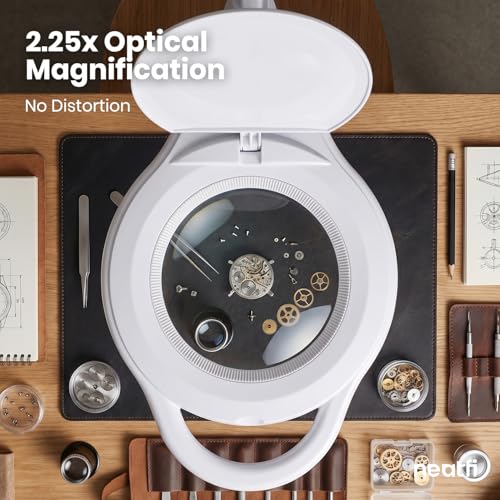 Neatfi Magnifying Floor Lamp | 2.25× (5D) Magnification | 1,000 Lumens LED | Adjustable 3000K–6500K Color Temperature | 5-Wheel Rolling Base | Reading, Crafts & Precision Work (White-2, 5 Inches) - color: White-2, size: 5 Inches