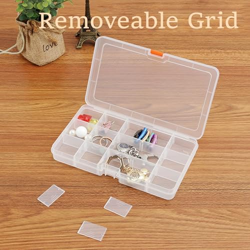 Moon Magpie 8PACK Extra Thick Bead Organizers, Mini Clear Plastic Storage Box Craft Containers for Nail jewelry rhinestones DIY Supply Case - size: 8P-MovableGrid
