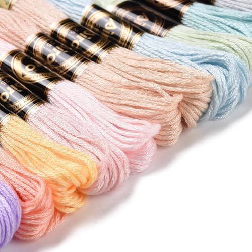 12 Skeins Colorful Cross Stitch Threads 0.5mm Embroidery Floss 6 Ply Polyester Friendship Bracelets Floss Crafts Floss 12 Color 8.75 Yards(8m)/Skein - color: 12 Skeins, Color a
