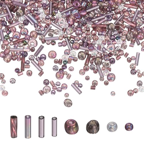 MECCANIXITY 5000 Pcs Mixed Glass Seed Beads, 1.5-6mm Mini Loose Glass Bugle Spacer Bead Embroidery Beads for DIY Craft Projects Earrings Necklaces Bracelets Jewelry Making, Bean Paste Red - color: Bean Paste Red